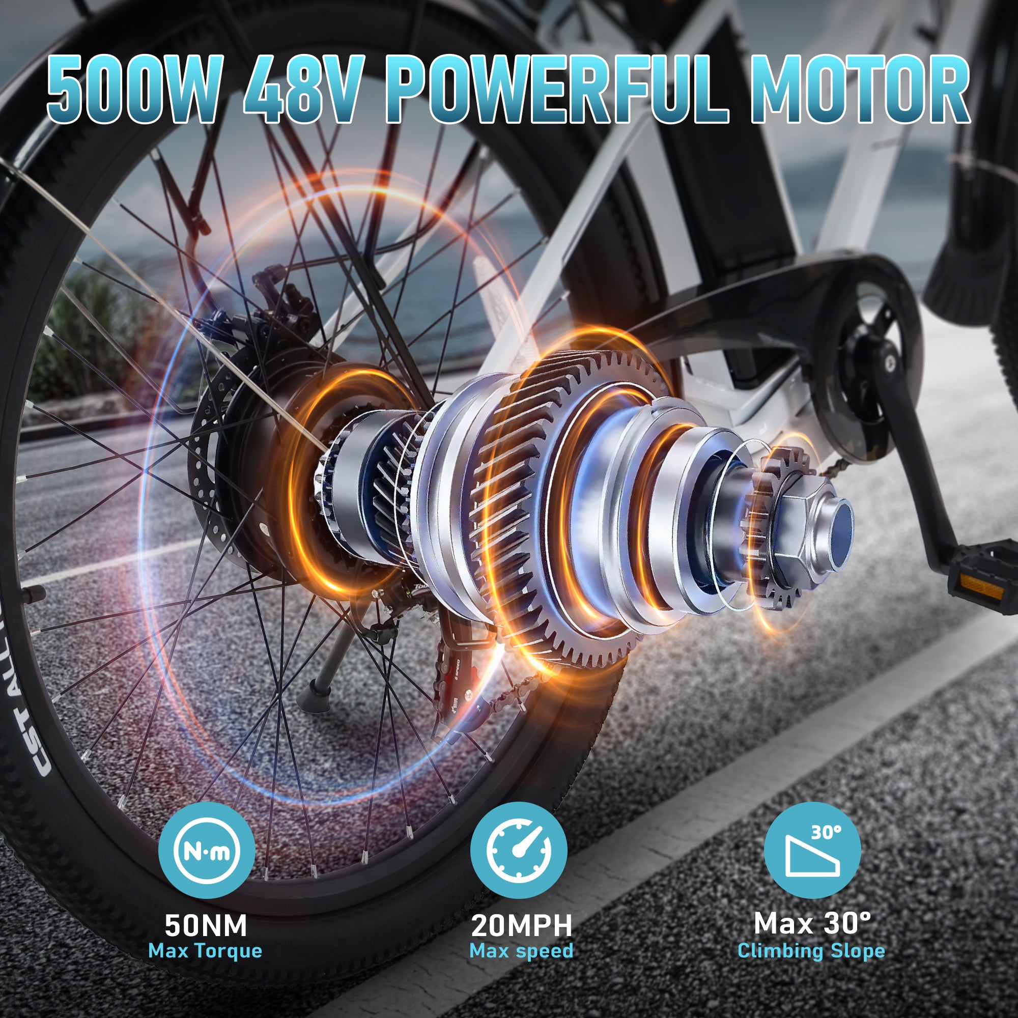 VARUN C26-2 26"Electric Bike 750W Peak Motor 32KM/H Max Speed 48V 7.8Ah Battery