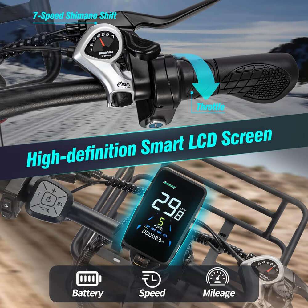 Ridstar MN-20 20"Electric Bike 1500W Peak Motor 30MPH Max Speed 48V 15Ah Battery