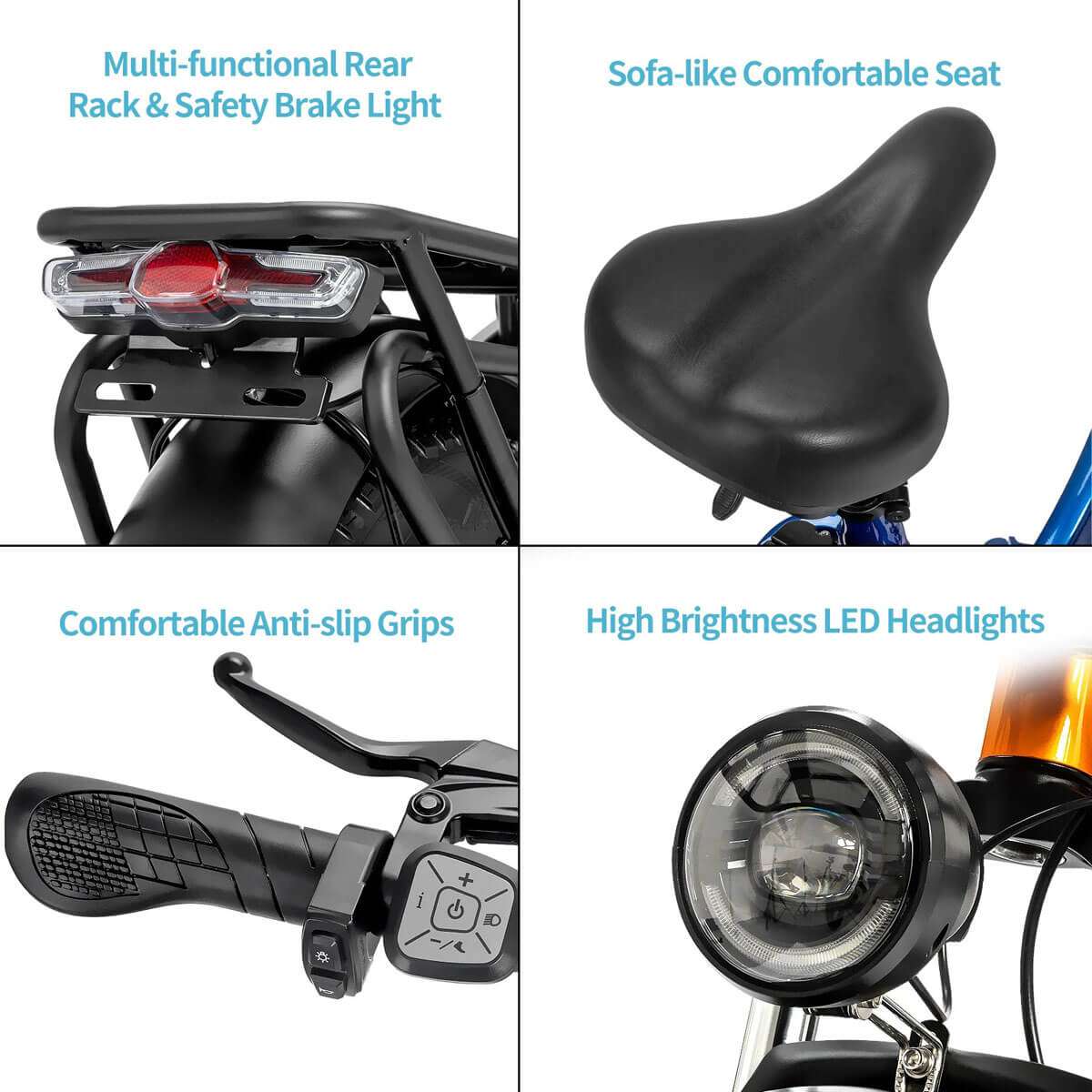 Ridstar MN-20 20"Electric Bike 1500W Peak Motor 30MPH Max Speed 48V 15Ah Battery