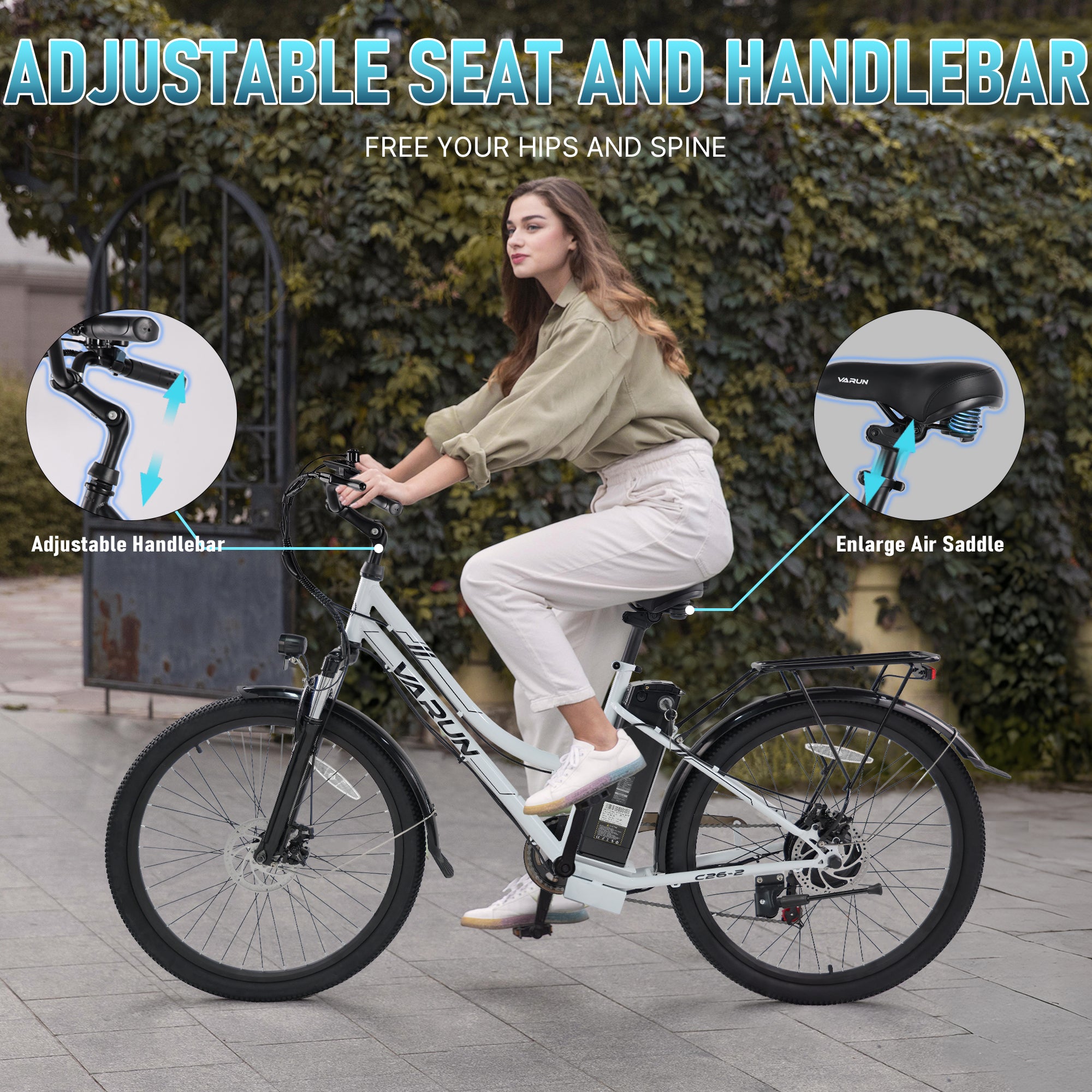 VARUN C26-2 26"Electric Bike 750W Peak Motor 32KM/H Max Speed 48V 7.8Ah Battery