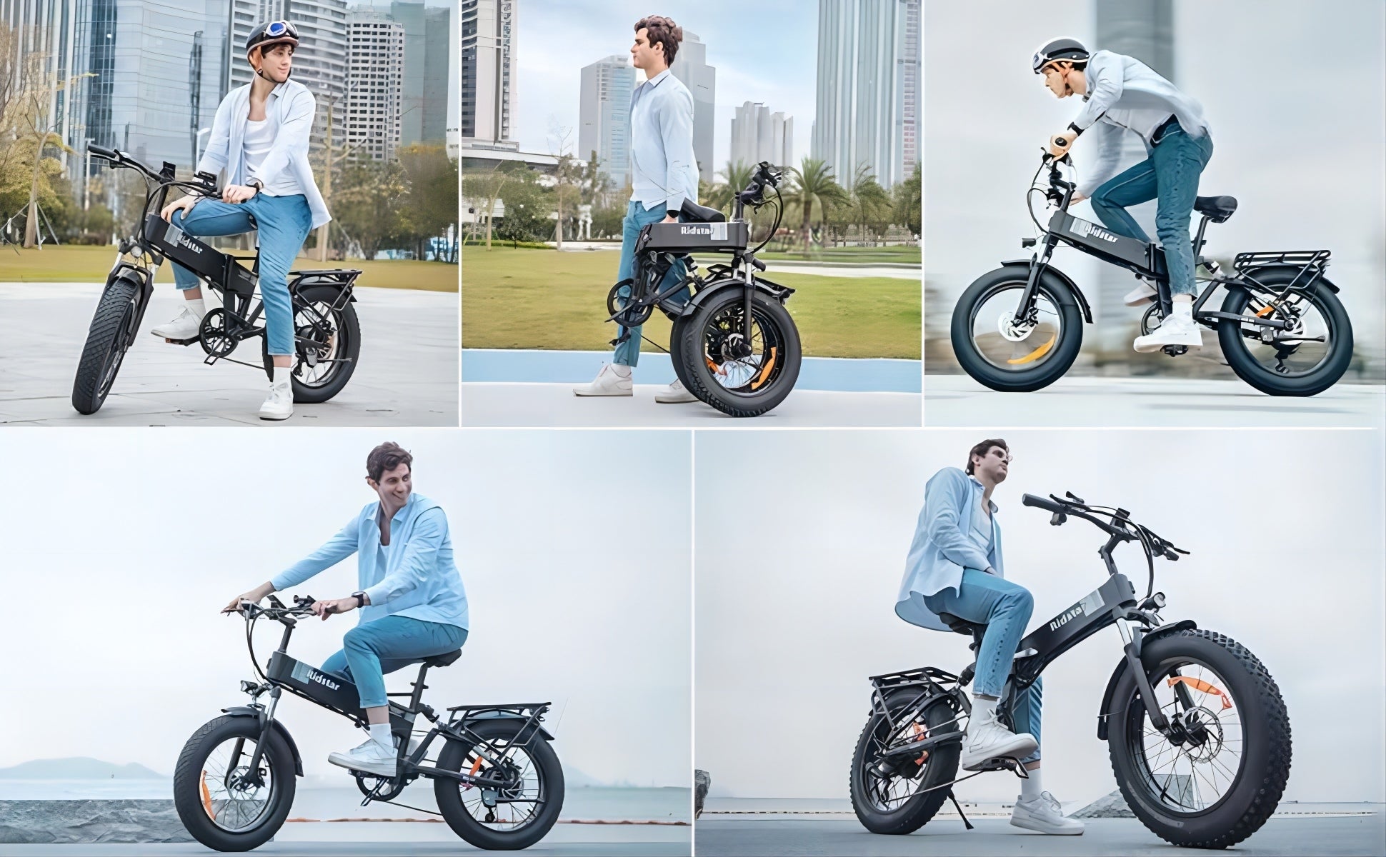 Ridstar H20 Electric Bike 1000W Motor Peak 28MPH 48V 15Ah Battery