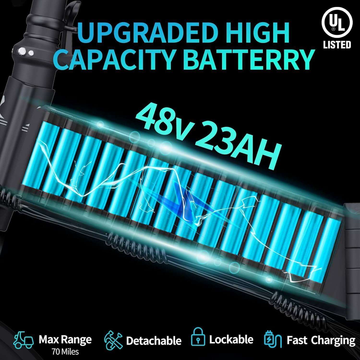 Ridstar H20 Pro Electric Bike 2000W Motor Peak 31MPH 48V 23Ah Battery