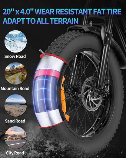 Ridstar Q20 Lite E-Bike 1000W Motor 25MPH 48V 15AH Battery