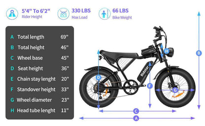 Ridstar Q20 Lite E-Bike 1000W Motor 25MPH 48V 15AH Battery