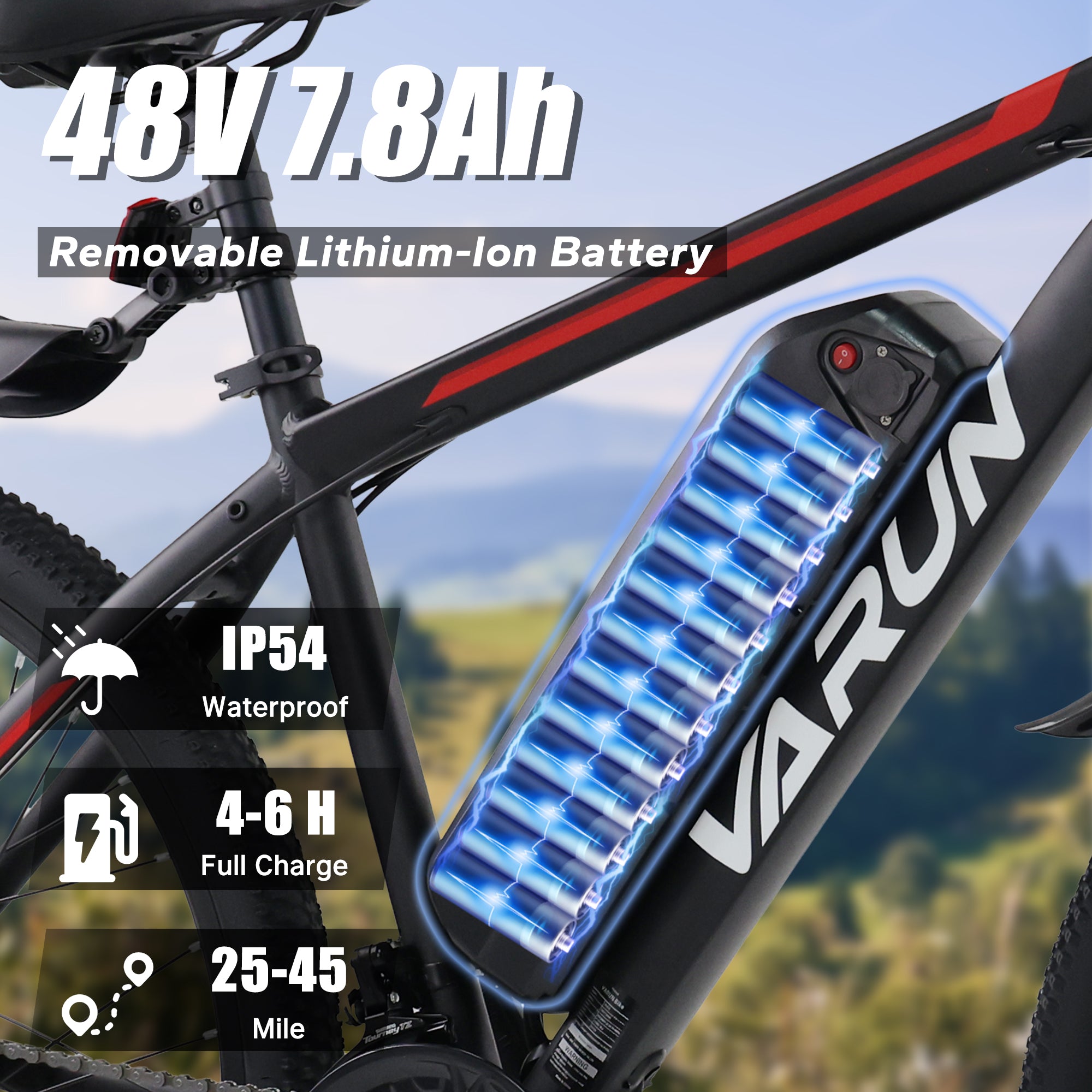 VARUN M26-2 26"Electric Bike 750W Peak Motor 32KM/H Max Speed 48V 7.8Ah Battery