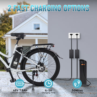VARUN C26-2 26"Electric Bike 750W Peak Motor 32KM/H Max Speed 48V 7.8Ah Battery
