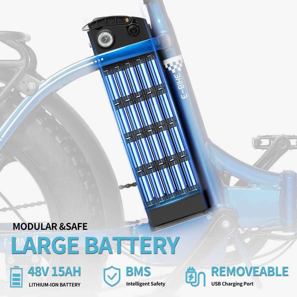 Ridstar MN-20 Electric Bike 1500W Motor Peak 30MPH 48V 15Ah Battery