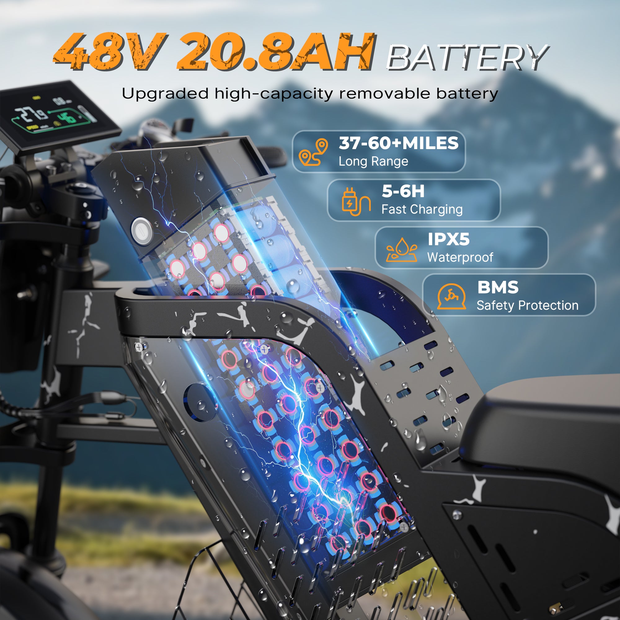 VARUN X-Plorer Raptor 20"Electric Bike 1000W Peak Motor 45KM/H Max Speed 48V 20.8Ah Battery
