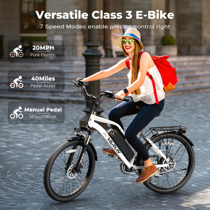 VARUN CITY CRUISER 26"Electric Bike 750W Peak Motor 32KM/H Max Speed 48V 7.8Ah Battery